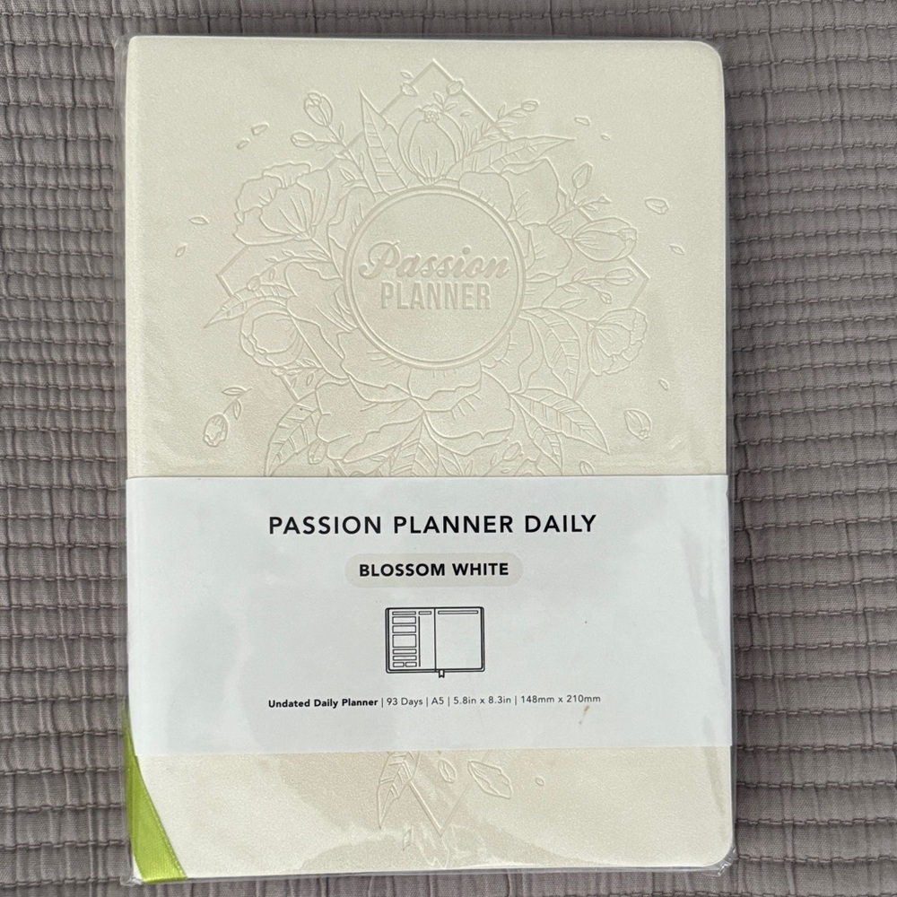 Passion Planner Undated Small Daily Planner in Blossom White